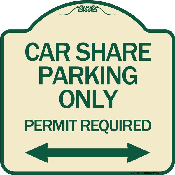 Signmission Car Share Parking Permit Required with Bidirectional Arrow Aluminum Sign, 18" x 18", TG-1818-24288 A-DES-TG-1818-24288 - main